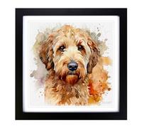 Labradoodle Graphic Art No.2 Framed Print | 18x18 Inch Black Framed Wall Art | Ready to Hang | Modern Nature Picture | Living Room Bedroom Lounge Office