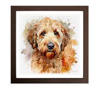 Labradoodle Graphic Art No.2 Framed Print | 18x18 Inch Walnut Framed Wall Art | Ready to Hang | Modern Nature Picture | Living Room Bedroom Lounge Office