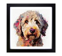 Labradoodle Graphic Art No.3 Framed Print | 18x18 Inch Black Framed Wall Art | Ready to Hang | Modern Nature Picture | Living Room Bedroom Lounge Office