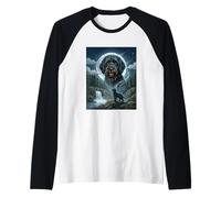 Labradoodle Howling to The Moon Meme Funny Dog Lover Raglan Baseball Tee