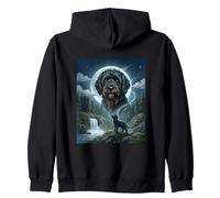 Labradoodle Howling to The Moon Meme Funny Dog Lover Zip Hoodie