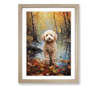Labradoodle Impressionism Framed Print | A2 Oak Framed Wall Art | Ready to Hang | Impressionist Nature Picture | Living Room Bedroom Lounge Office