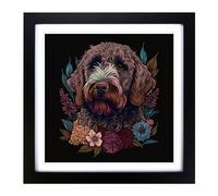 Labradoodle Neo Traditional Framed Wall Art Print 18x18 Inch Black | Ready to Hang, Premium Gi Paper, Fade-Resistant Inks, Securely Packaged, UK Made