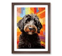 Labradoodle Op No.2 Framed Print | A2 Walnut Framed Wall Art | Ready to Hang | Modern Nature Picture | Living Room Bedroom Lounge Office