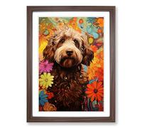 Labradoodle Orphism Framed Print | A2 Walnut Framed Wall Art | Ready to Hang | Modern Nature Picture | Living Room Bedroom Lounge Office