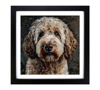 Labradoodle Pixelated Framed Print | 18x18 Inch Black Framed Wall Art | Ready to Hang | Modern Nature Picture | Living Room Bedroom Lounge Office