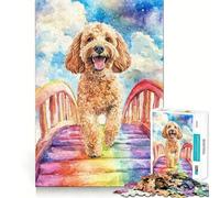 Labradoodle Rainbow Bridge 1000 Piece Jigsaw Puzzle for Teenagers Mindful Game Snug Cut Happy Challenge (38x26cm)