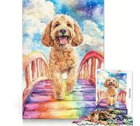 Labradoodle Rainbow Bridge 1000 Piece Jigsaw Puzzle for Teenagers Mindful Game Snug Cut Happy Challenge (38x26cm)
