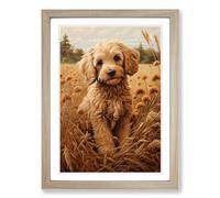 Labradoodle Realism No.2 Framed Print | A2 Oak Framed Wall Art | Ready to Hang | Modern Nature Picture | Living Room Bedroom Lounge Office