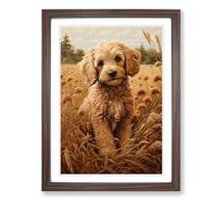 Labradoodle Realism No.2 Framed Print | A2 Walnut Framed Wall Art | Ready to Hang | Modern Nature Picture | Living Room Bedroom Lounge Office