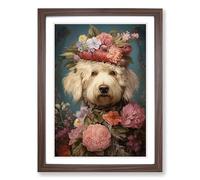 Labradoodle Rococo Framed Print | A2 Walnut Framed Wall Art | Ready to Hang | Modern Nature Picture | Living Room Bedroom Lounge Office