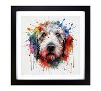 Labradoodle Splatter Art Framed Print | 18x18 Inch Black Framed Wall Art | Ready to Hang | Modern Nature Picture | Living Room Bedroom Lounge Office