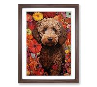 Labradoodle Tachisme No.2 Framed Print | A2 Walnut Framed Wall Art | Ready to Hang | Modern Nature Picture | Living Room Bedroom Lounge Office