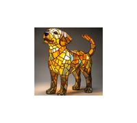 (Labrador, 17cm button) 1PCS Dog Series Resin Ornaments LED Night Light Art Animal Statue Creative Home Desktop HALLOWEEN Xmas Decoration