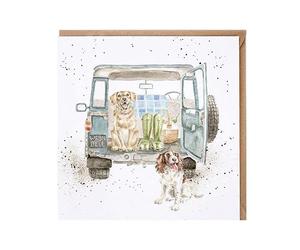 Labrador and Spaniel Birthday Card - Dog Picnic Wrendale Blank Greeting Card