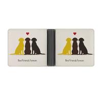 Labrador Best Friends Silhouette Soft PU Leather Bifold Wallet, Coin Purse Credit Pass Case, Durable Card-Holder Slim Billfold for Men Woman Money Storage