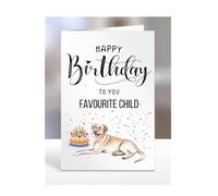 Labrador birthday card for Favourite Child, gifts for men, women, female, male, him, her, presents, Happy Birthday to you, from the dog, A5-280_98