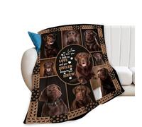 Labrador Blanket Chocolate Lab Dog Lovers Throw Blankets Plush Cozy Flannel Fleece Ultra Soft Fuzzy Blanket Gifts for Girls Women Men Boys Kids Bed 50"X40"