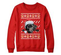 Labrador Christmas Jumper Great Puppy Xmas Sweatshirt Festive Unisex Sweater, XL, Red