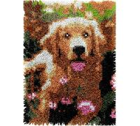 Labrador DIY Latch Hook Rug Kits for Adults Tapestry Pre-Printed Patterns Carpet Needlework Crochet Yarns Latch Hooking Mat for Home Decor 52x38cm(g191)
