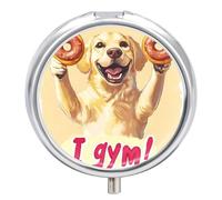 Labrador Dog Fitness Round Pill Box Organiser 3 Compartment Portable Medicine Case