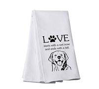 Labrador Dog Kitchen Towel Love Starts With A Wet Nose Kitchen Towel Labrador Dog Lover Gift (Labrador-t)