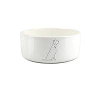 Labrador Dog Large Pet Food Bowl Fine Line Drawing - Ceramic White Food Water Dish For Dogs