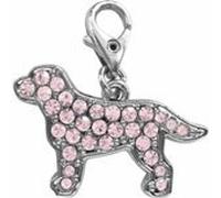 Labrador dog pink crystal clip on charm