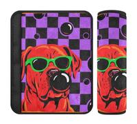 Labrador Dog Purple and Black Checkered Background Seatbelt Shoulder Strap Cushion,Stop seat Belt Cutting into Neck,car Accessories Seatbelt Covers for Truck Backpack Bag forro para