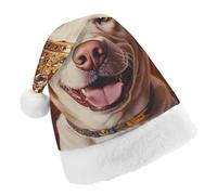 Labrador Dog Santa Hat Christmas Holiday Party Headwear for Adults Soft Velvet Festive Costume Accessory Adult