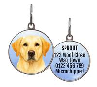Labrador Dog Tag - Add Your Info to Back - Watercolour Chocolate, Black & Yellow Labrador Designs - Pet ID Tags for Labs - 2 Sizes - 4 Colour Options (Yellow Labrador)