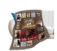 Labrador Dog Throw Blanket Cozy Plush Chocolate Retriever Lover Flannel Fleece Ultra Soft Blankets Lightweight Fuzzy Party Blanket Gifts for Girls Women Men Boys Bed Couch Sofa 80"x60"