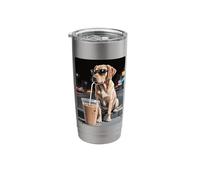 Labrador Drinking Iced Coffee, Dog Lover Stainless Steel Insulated Tumbler