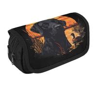 Labrador Duck Hunting Sunset Portable Pen Case Double Layered Large Capacity Exquisite Pencil Case for Officce