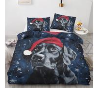 Labrador Duvet Cover Double - Labrador Gifts, Christmas Dog Bedding, Soft Breathable Microfibre Reversible Quilt Cover 200x200 cm and Pillowcases 50x75 cm, Bed Set with Zipper Closure L*&207