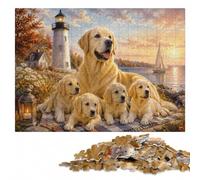 Labrador Family by the Lighthouse Jigsaw Puzzle for Adults, 1000 Pieces | Puzzle for Adults: indoor weekend activity at home.