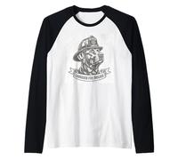 Labrador Fire Brigade Dog Firefighter Vintage Style Raglan Baseball Tee