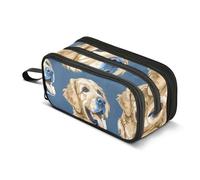 Labrador Golden Retriever Dog Pencil Case, Large Capacity Pen Bag for Boys Girls 3 Compartment Pencil Pouch Students Stationery Organizer Marker Case for School Office Work