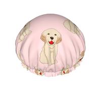 Labrador Golden Retriever Dog,Shower Cap Nightcap Double Layer Waterproof Elastic Bath Cap Reusable Hair Cap