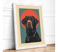 Labrador in Burnt Gold Retro Framed Wall Art Print A3 White | Ready to Hang, Premium Gi Paper, Fade-Resistant Inks, Securely Packaged, UK Made