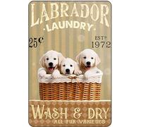 Labrador Laundry Poster Tin Sign, Laundry Co Signs for Laundry Room Decor Vintage Metal Tin Signs Funny Man Cave Garage Pub Garden Bar Novelty Gift Wall Plaque Metal Tin Sign 6x8 Inch
