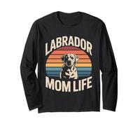 Labrador Mom Life Retro Sunset Dog Lover Long Sleeve T-Shirt
