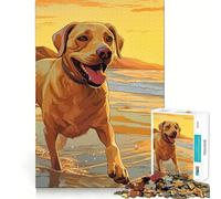 Labrador on The Beach 1000 Pieces Puzzles for Adults Cognitive Train Indoor Play Pattern Build (38x52cm)