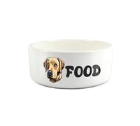 Labrador Pet Bowl - Cartoon Dog Portrait Large Ceramic Food Bowl - Novelty White Food Dish For Dogs