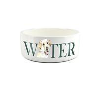 Labrador Pet Bowl - Large Ceramic Golden Labrador White Water Dish For Dogs