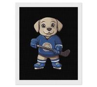 Labrador Playing Hockey Shining Diamond Art Painting Kits for Adults Personalized Round Full Drill Paintings DIY Crafts Kit Home Decor 16"x20"