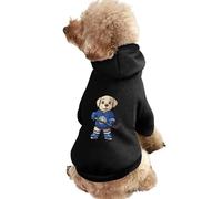 Labrador Playing Hockey Warm Dog Hooded Sweatshirt with Hat Soft Pet Pullover Clothes for Small Medium Large Pets