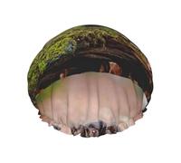 Labrador Puppies Brown Little Puppies Family,Shower Cap Nightcap Double Layer Waterproof Elastic Bath Cap Reusable Hair Cap