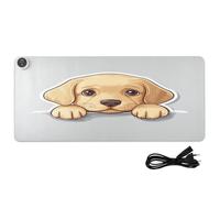 Labrador Puppy Gray Pattern Heated Desk Mat Large Heated Desk Pad Mouse Pad with 3 Heating Levels PU Leather Computer Keyboard Pad for Office Work Decor, 31.5x13in