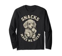 Labrador puppy Snacks Make Me Nicer Funny Dog Saying Long Sleeve T-Shirt